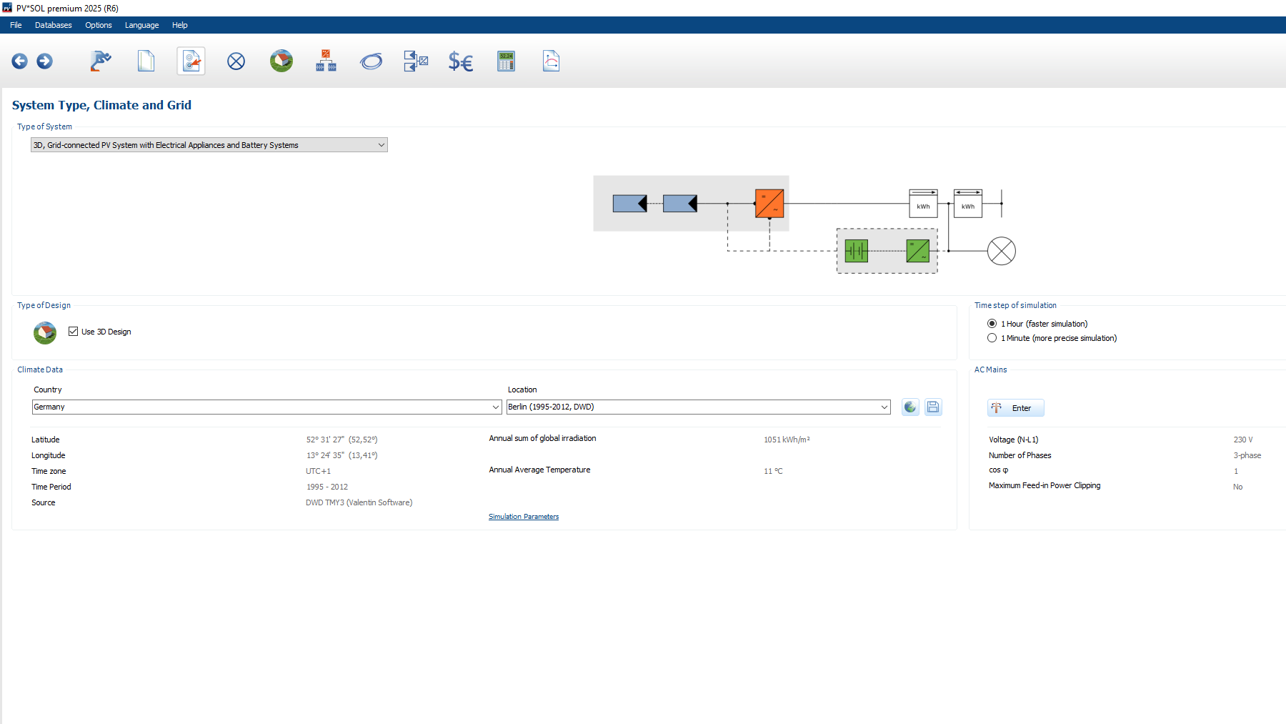PV*SOL software screen: Choose your system