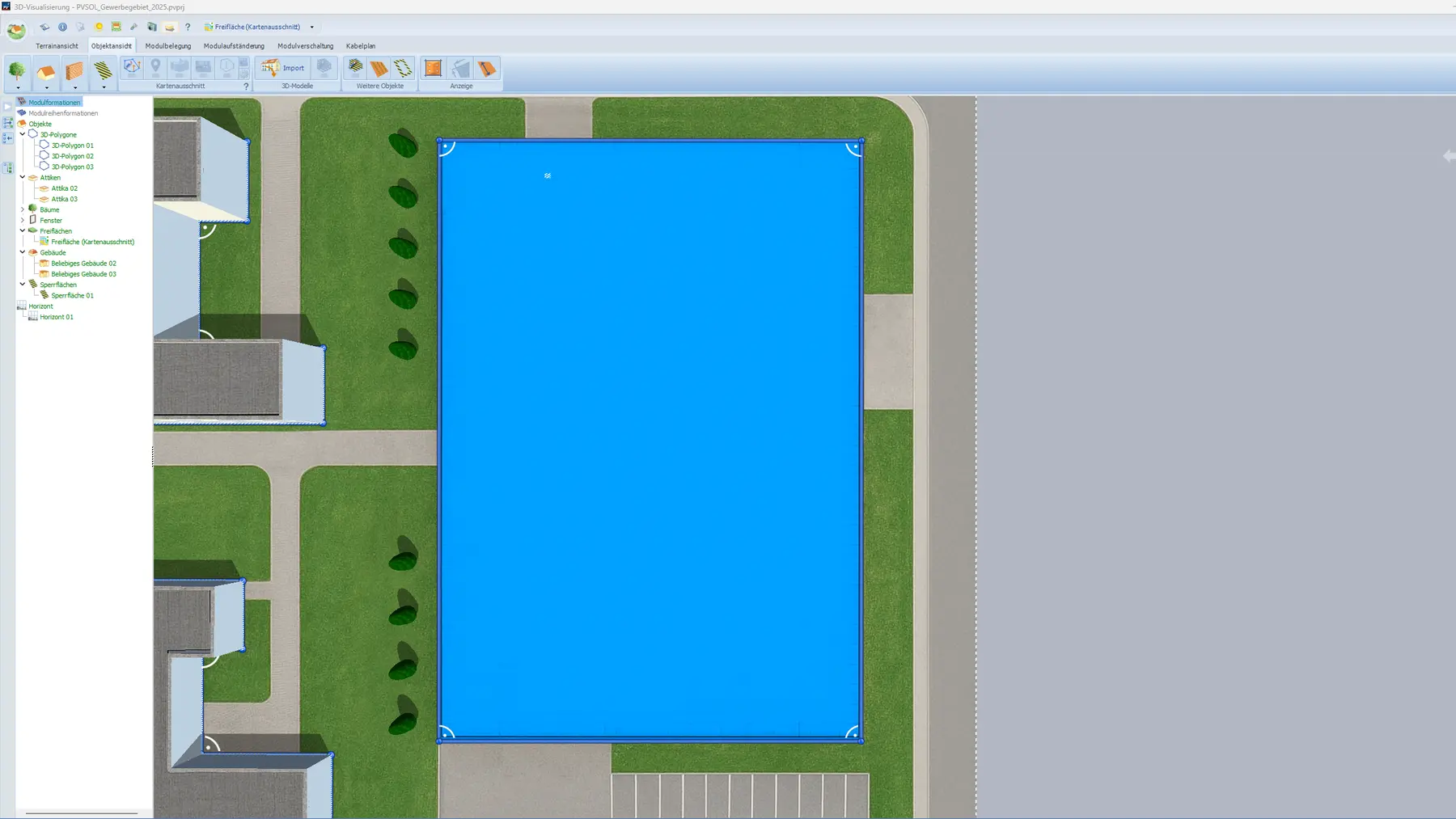 PV*SOL software screen: Draw the outlines